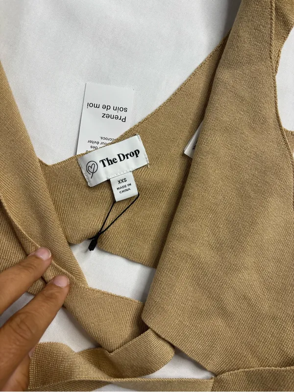 Wrap Front Crop Top in Beige Tan Size XXS - Image 3
