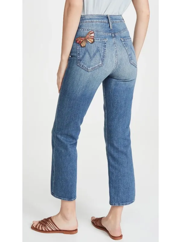Mother Denim The Tripper Flare Jeans Embroidered Butterfly Wander Dust Y2K 28 - Image 2