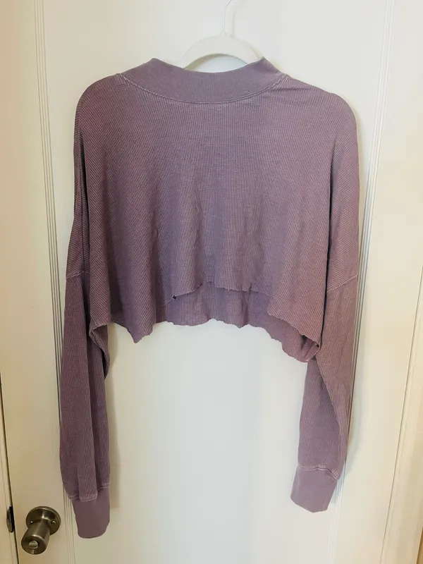 Mono B Cropped Lavender Mock Neck Long Sleeve - Image 2