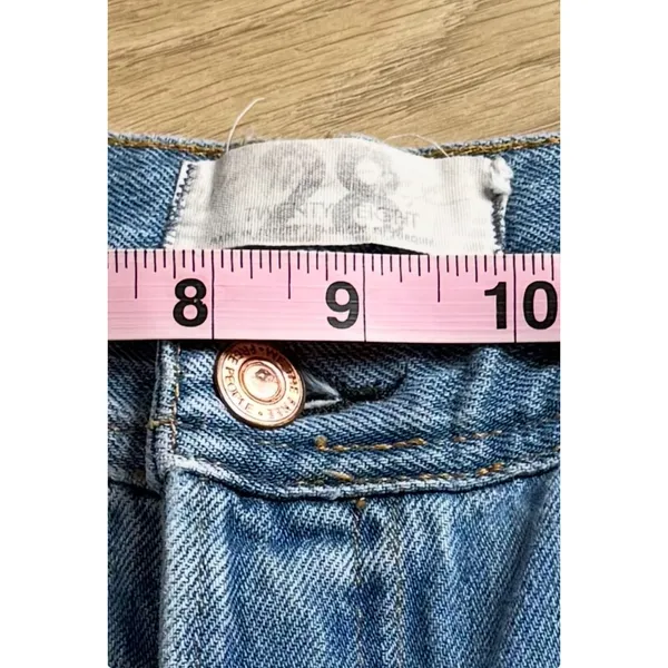 EUC We the Free People Jeans Womens Holes Knees Wide Distressed Button Fly sz 28 - Image 9