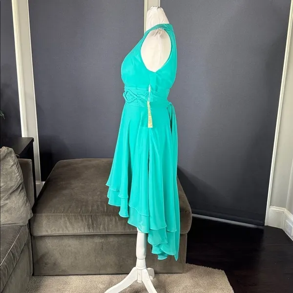 Women’s Blue Chiffon Hi Low Bridesmaid Formal Party Dress Zip Back Size 2 **READ - Image 6