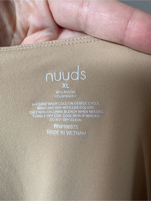 Nuuds Nude Scoop Neck Long Sleeve Nylon Spandex Thong Snap Bodysuit Size XL - Image 2