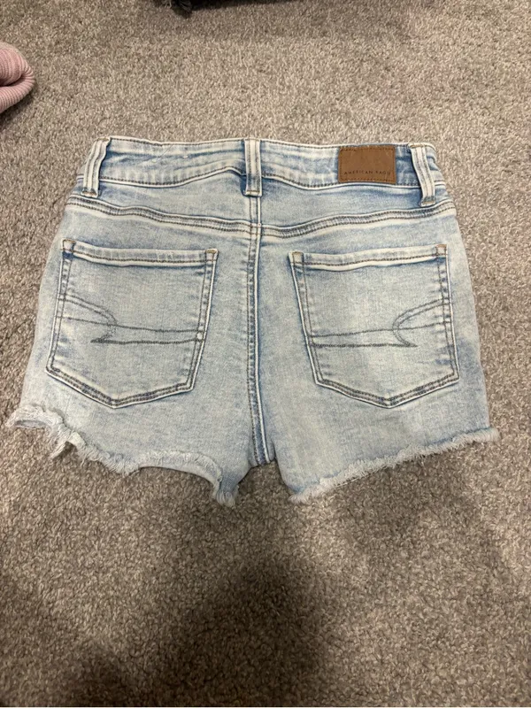 American Eagle Outfitters Light Wash Distressed Denim Shorts - Image 2