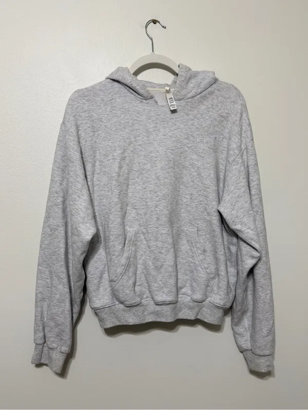 Skims Cotton Fleece Classic Hoodie Light heather grey size small - Image 2