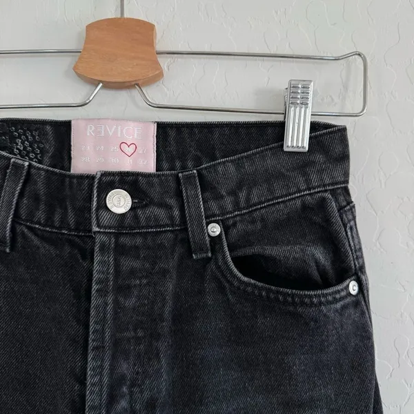Revice Black Wash High Rise Button Fly Straight Leg Jeans Size 26 - Image 4