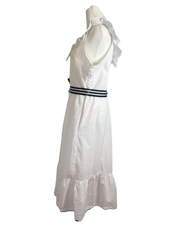 Vineyard Vines Target Nautical White Seersucker Ruffle Sundress size Lg - Image 6