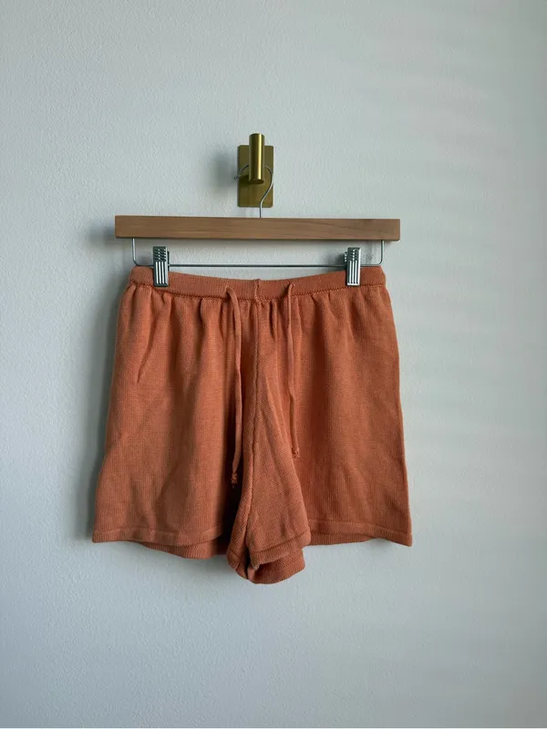 Mint Vanilla Knit Sweater Shorts Matching Set Orange Cropped Lounge Small NWT - Image 6