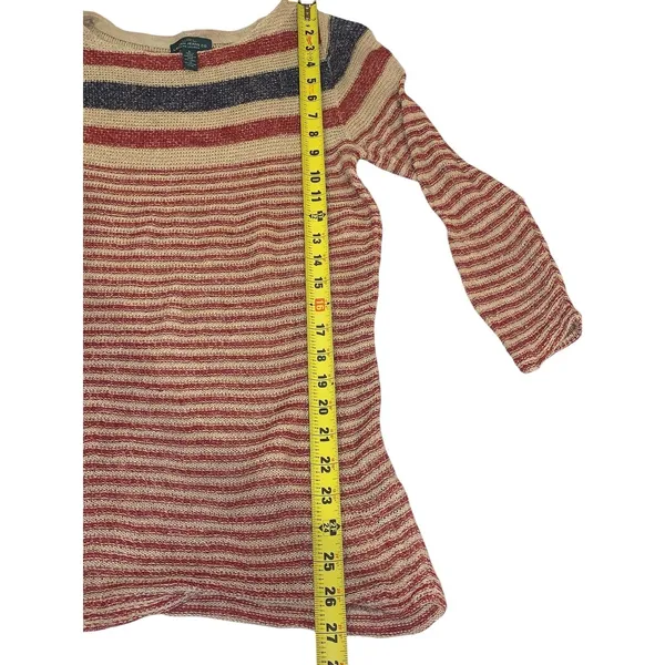 Lauren Ralph Lauren Sweater Womens Small Red Blue‎ Striped Linen Blend Nautical - Image 5