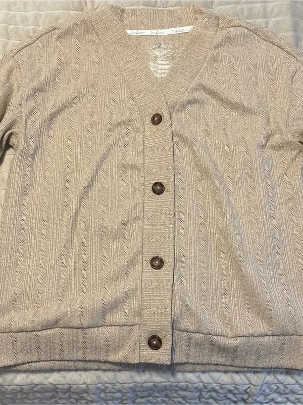 Cozy Neutral Knit Cardigan & Tank Set - Beige - Image 2