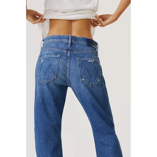 Mother The Ditcher Crop Jeans Blue Broken Record Distressed 1448-259 Size 29 - Image 2