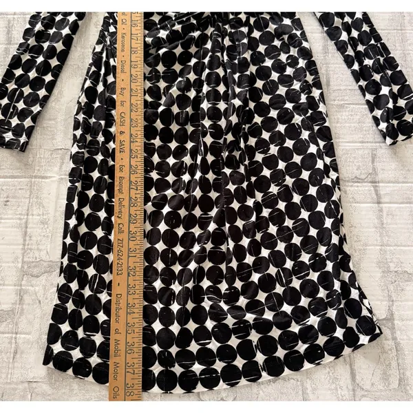 Seraphine Black White Polka Dot Knot Front Maternity Dress Long Sleeve Sz S - Image 6