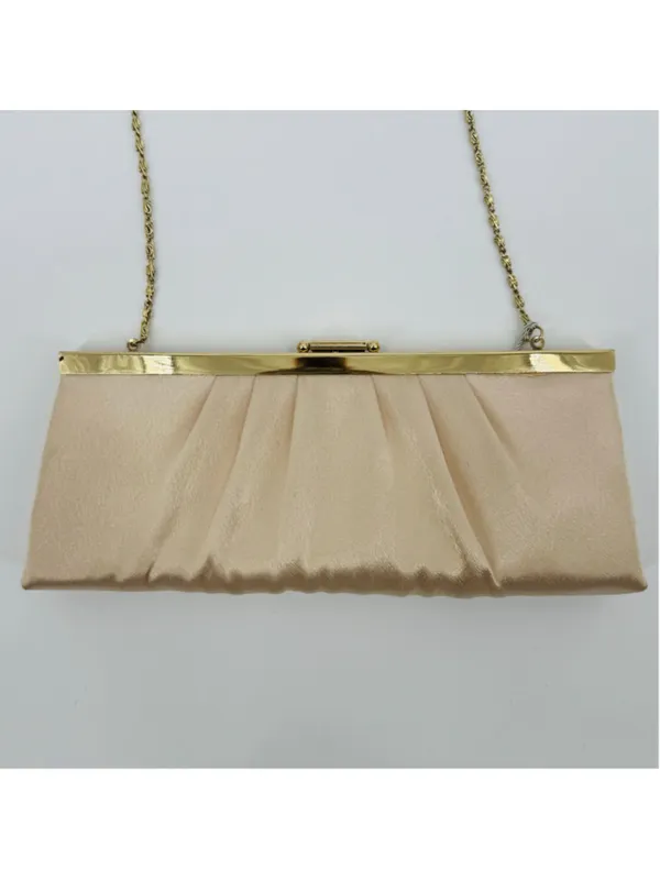 NWT Vintage Gunne Sax Champagne Satin Gold Evening Bag Formal Clutch - Image 2