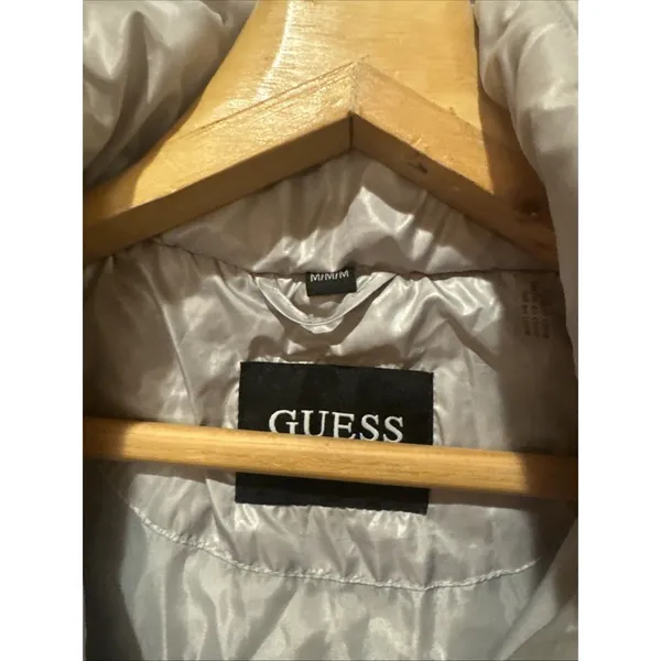 Guess Womens M Puffer Grey Hooded Jacket Black Size M - Image 6