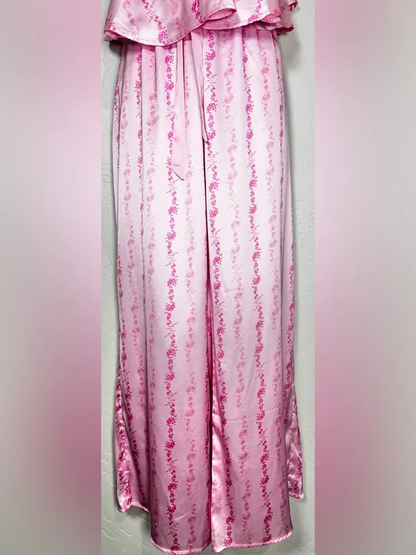Rareraw Cottagecore Coquette Pink Satin Pajama Set Size Medium - Image 8