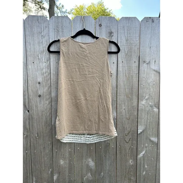 89th & Madison Lace Tank Metallic Thread Layer Crochet Sz Large Tank‎ Gold Fairy - Image 7