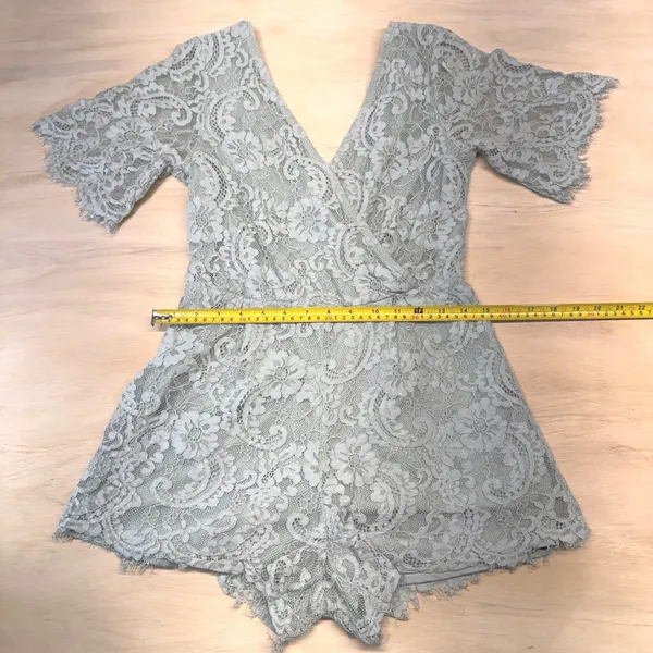 Altard State Sage Green Lace Romper Womens S Open Back Cottagecore Bridal Boho‎ - Image 11