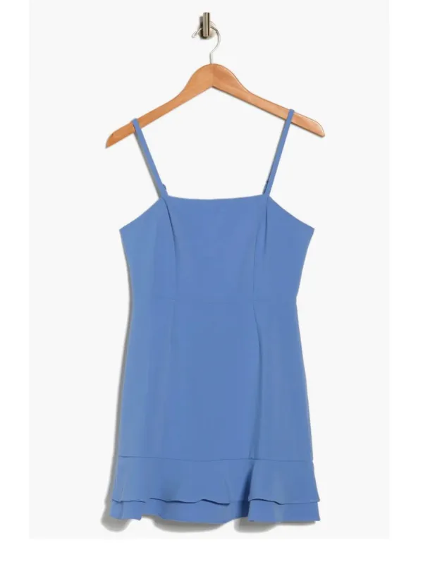 NWT French Connection Whisper Double Frill A-Line Dress 12, BAJA BLUE - Image 5