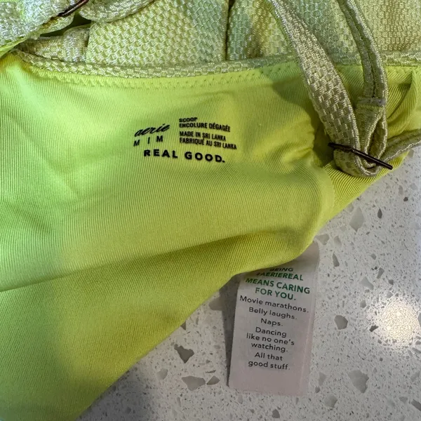 Aerie Real Good Neon Lime Green Honeycomb Textured Twist Front Bikini Top Medium - Image 4