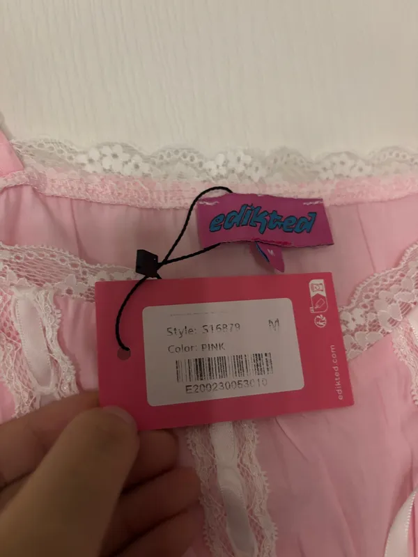 Edikted Lace Babydoll Pink Top - Image 3