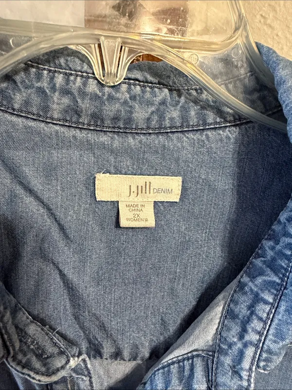 J Jill Denim distressed shirt dress with pockets cottagecore teacher - Image 3