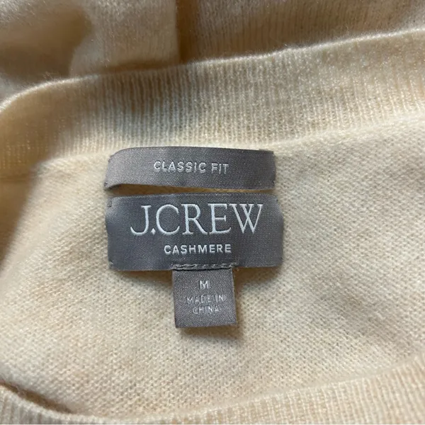 J. Crew Cashmere Classic Fit Crewneck Sweater Heather Natural Medium Timeless - Image 9
