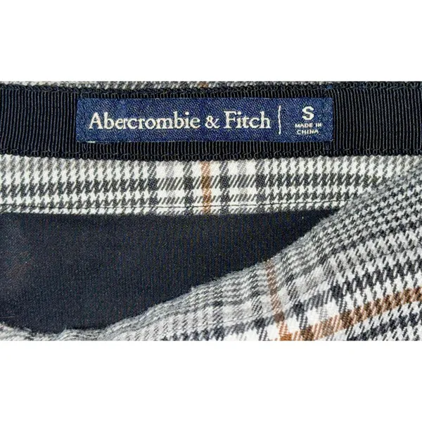 Abercrombie & Fitch White Black Plaid Zip Up Slit A-Line Skirt Mini Skirt Size S - Image 6