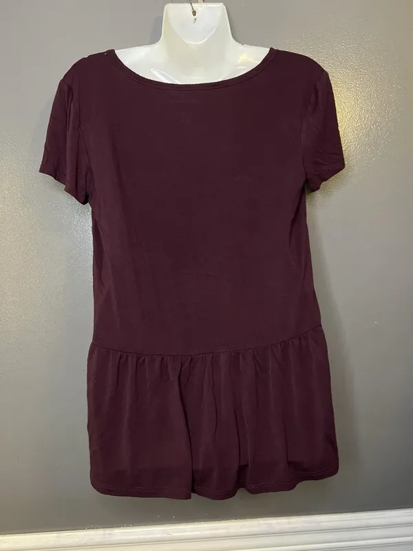 American Eagle Outfitters Shirt Womens XS Purple Embroidered Peplum Scoop Top - Image 7