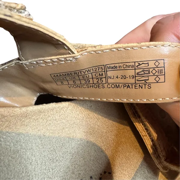 Vionic Amber Shoes Womens Size 8 Beige Cork Strappy Sandals Comfort Walking - Image 4