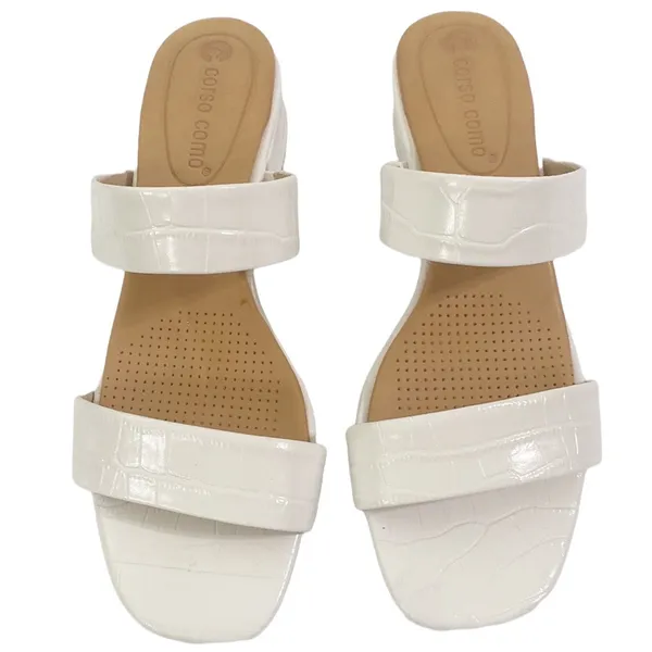 Corso Como CC Faeya croc embossed white square heel double strap sandal size 6 - Image 4