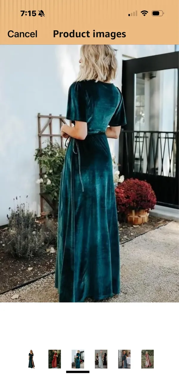 Velvet wrap, emerald green maxi dress - Image 2