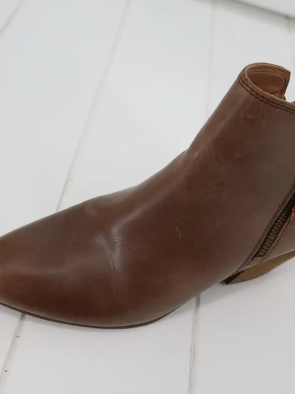 Frye Judith Double Zip Leather Ankle Boots 6.5M Brown Western Boho Block Heel - Image 6