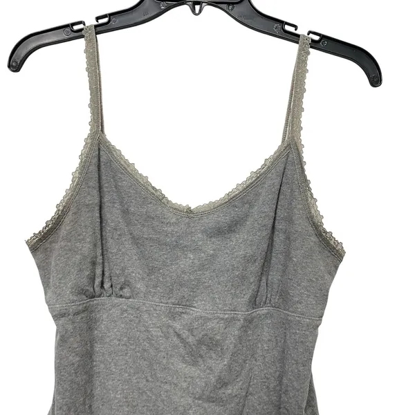 Faded Glory Cami Top Lace Trim Organic Cotton Blend Gray Tank Top Large Milkmaid - Image 2