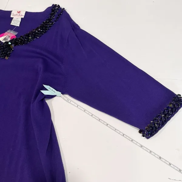 NWT‎ Quacker Factory Purple Beaded Sequins Long Sleeve Knit Top Size 2X - Image 8