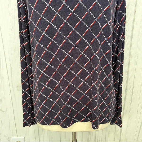 LAUREN RALPH LAUREN Jaralda Logo Chain Link Print‎ Long-Sleeve Blouse, Large - Image 5