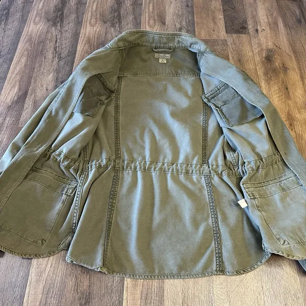 Lucky Brand Jacket Womens Small Army Green Utility Military Pockets Full Zip - Image 9