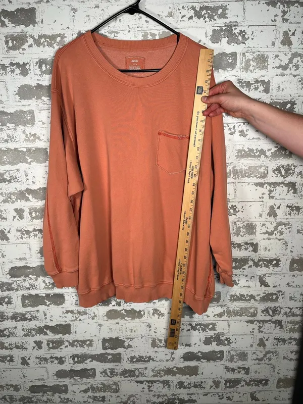 Aerie | women distressed peach crewneck pullover with pocket - Image 5