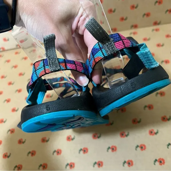 Chacos ✨ Women’s Strappy‎ Sandals Teal Pink Blue Toe Loop 5 - Image 5