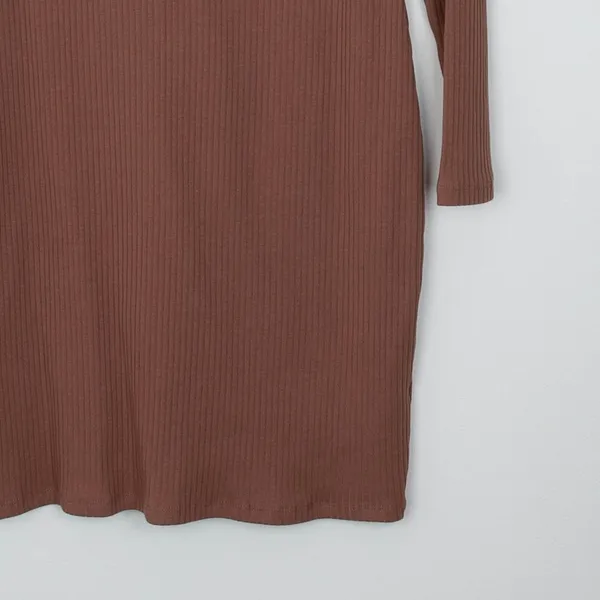 NWT Old Navy Womens Square Neck Ribbed Knit Bodycon Midi Dress Size L Tall Brown - Image 3