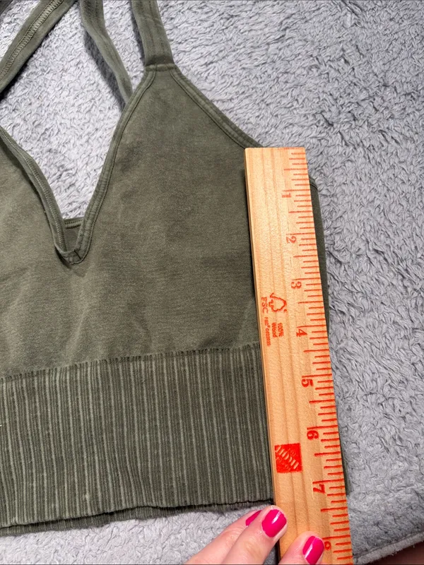 Free people movement FP Olive Green Ribbed V-Neck Sports Bra Top XS/s - Image 7