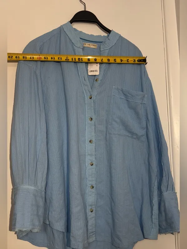 NWT We The Free Light Blue Striped Button-Up Shirt - Image 13