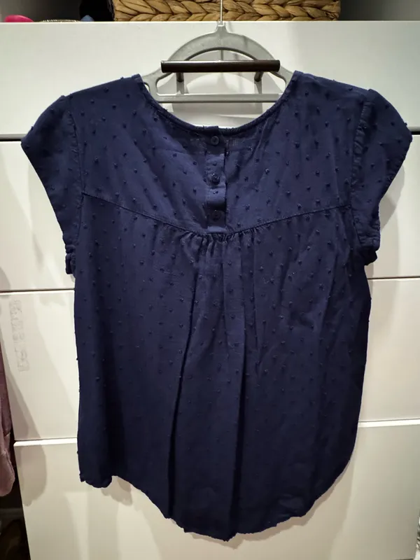 Classic Navy Swiss Dot Blouse Blue - Image 3
