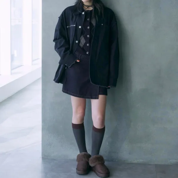 Uniqlo GU Denim Wrap Skort NWT Navy Blue Wash XS - Image 6