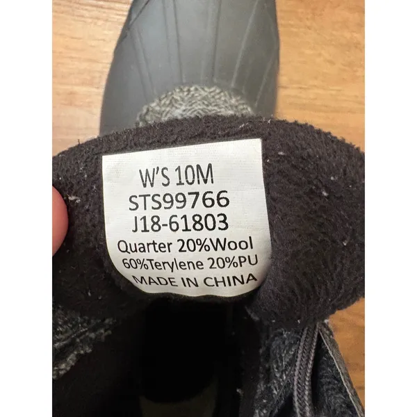Sperry Saltwater Herringbone Wool Duck Boots Black Grey STS99766 Womens 10M - Image 8