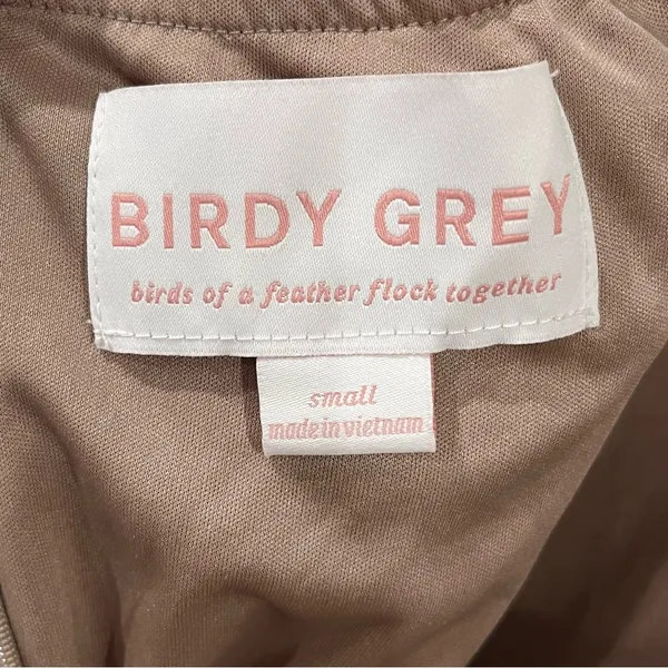Birdy Grey Benny Dress in Crepe Taupe Bow Back Gown - Image 11