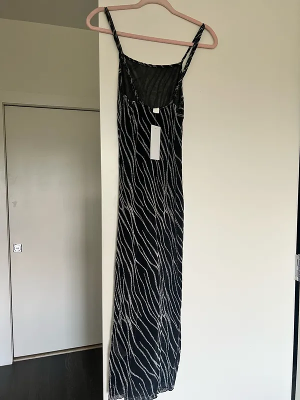 Black Midi Dress with Silver Size XS - Image 7