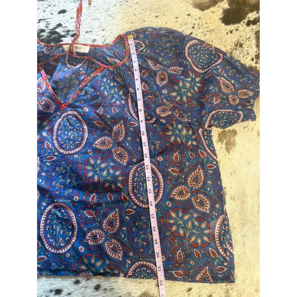 NATURAL LIFE Paisley Cotton Blend Blue top‎ Size Large - Image 8