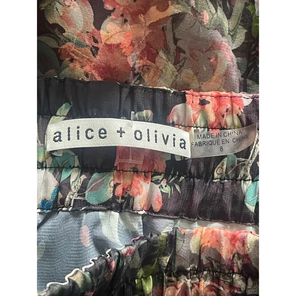 Alice + Olivia Flora Silk Smocked Mini Skirt - Image 7