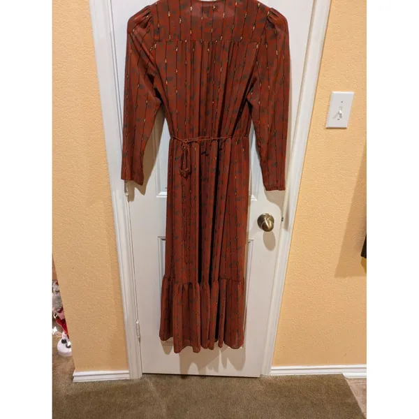 See U Soon Brown Wrap Long Midi Long Sleeve Dress Size Small - Image 15