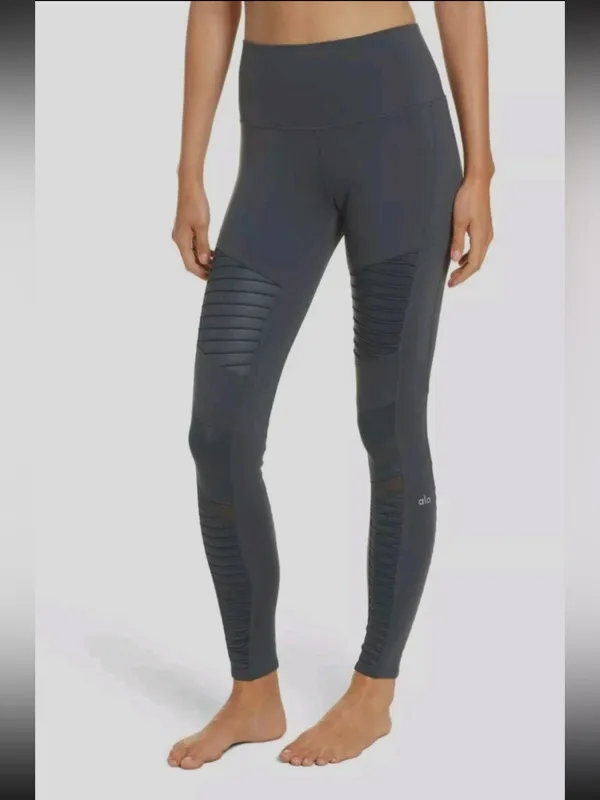 Alo Yoga Moto Full Length Airbrush Legging Gray Small Workout Activewear Running - Image 2