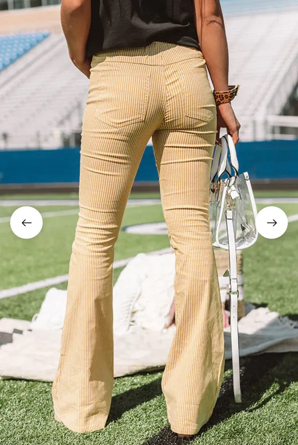 Newbury Kustom NWOT The Hayes High Waist Striped Flare in Mustard - Image 4